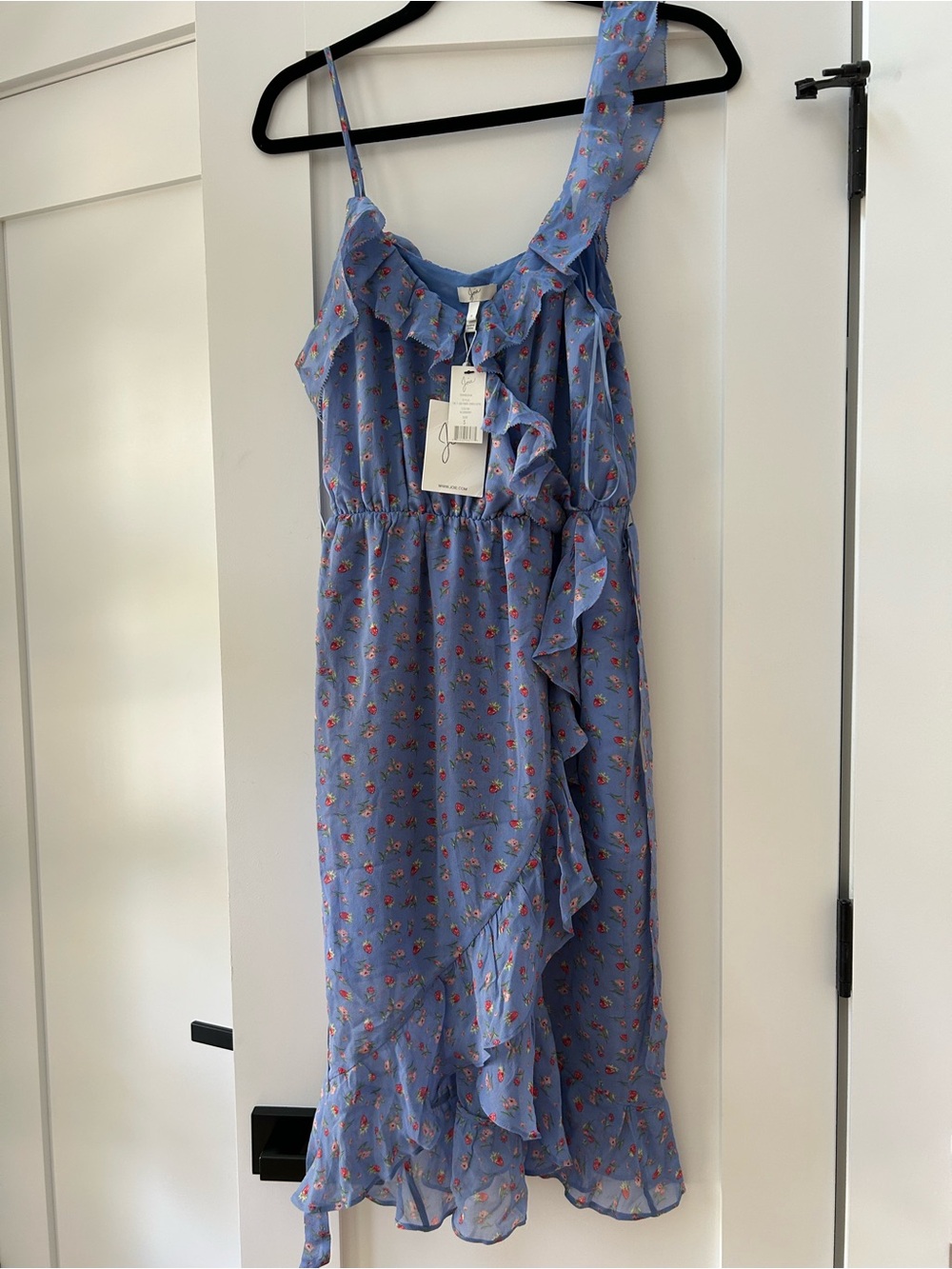 Joie Blue Floral One-Shoulder Ruffle Dress for Girls